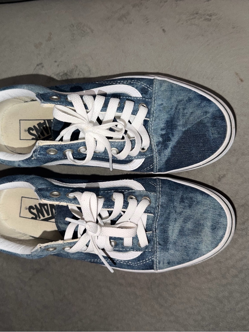 Vans Kids Denim Old Skool Sneakers in Blue with White Stripe
